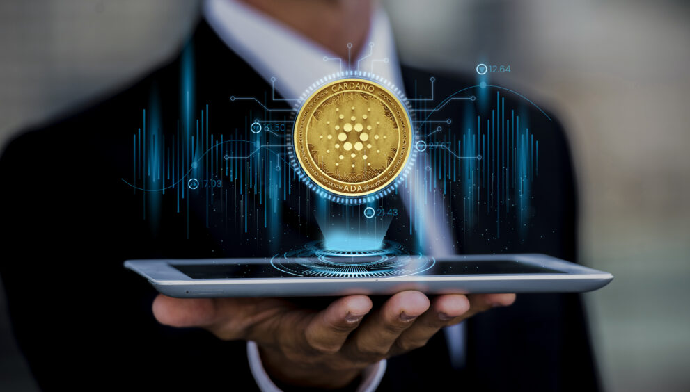 plataforma blockchain cardano com tablet